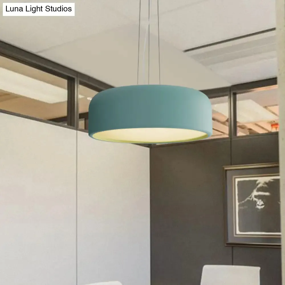 Macaron Single-Bulb Aluminum Pendant Lamp - Green/Textured White/Blue - Hanging Ceiling Suspension for Table