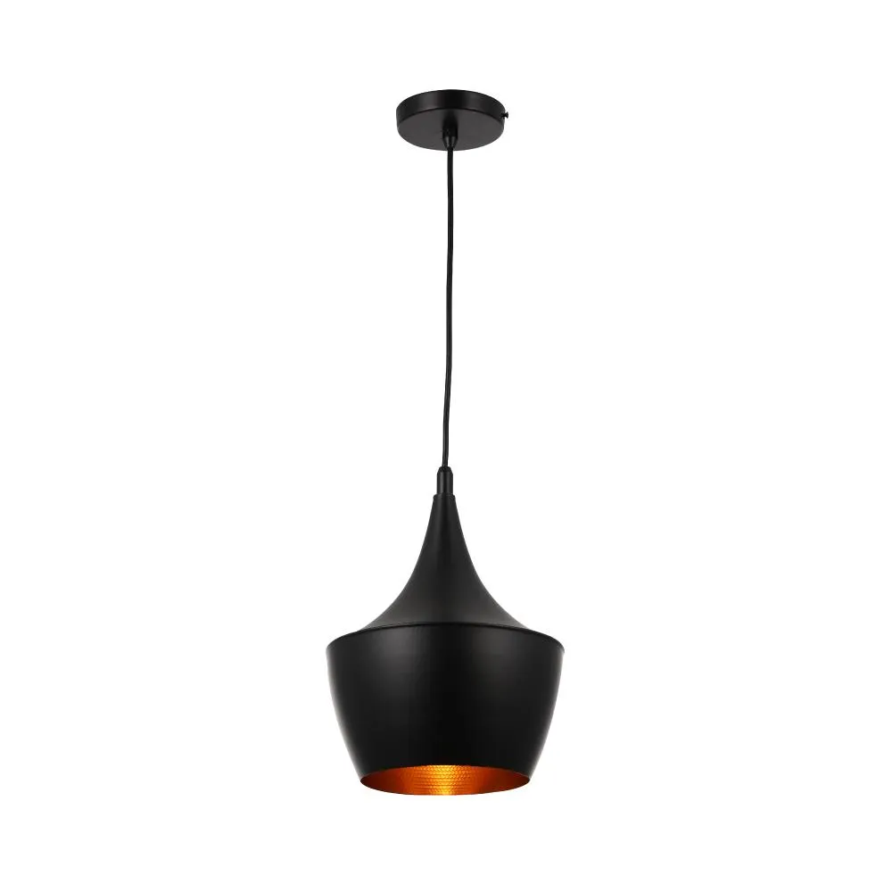 Matte Black Pendant Light Fixture, Gourd style, E26 Base, Steel Body, UL Listed