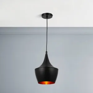 Matte Black Pendant Light Fixture, Gourd style, E26 Base, Steel Body, UL Listed