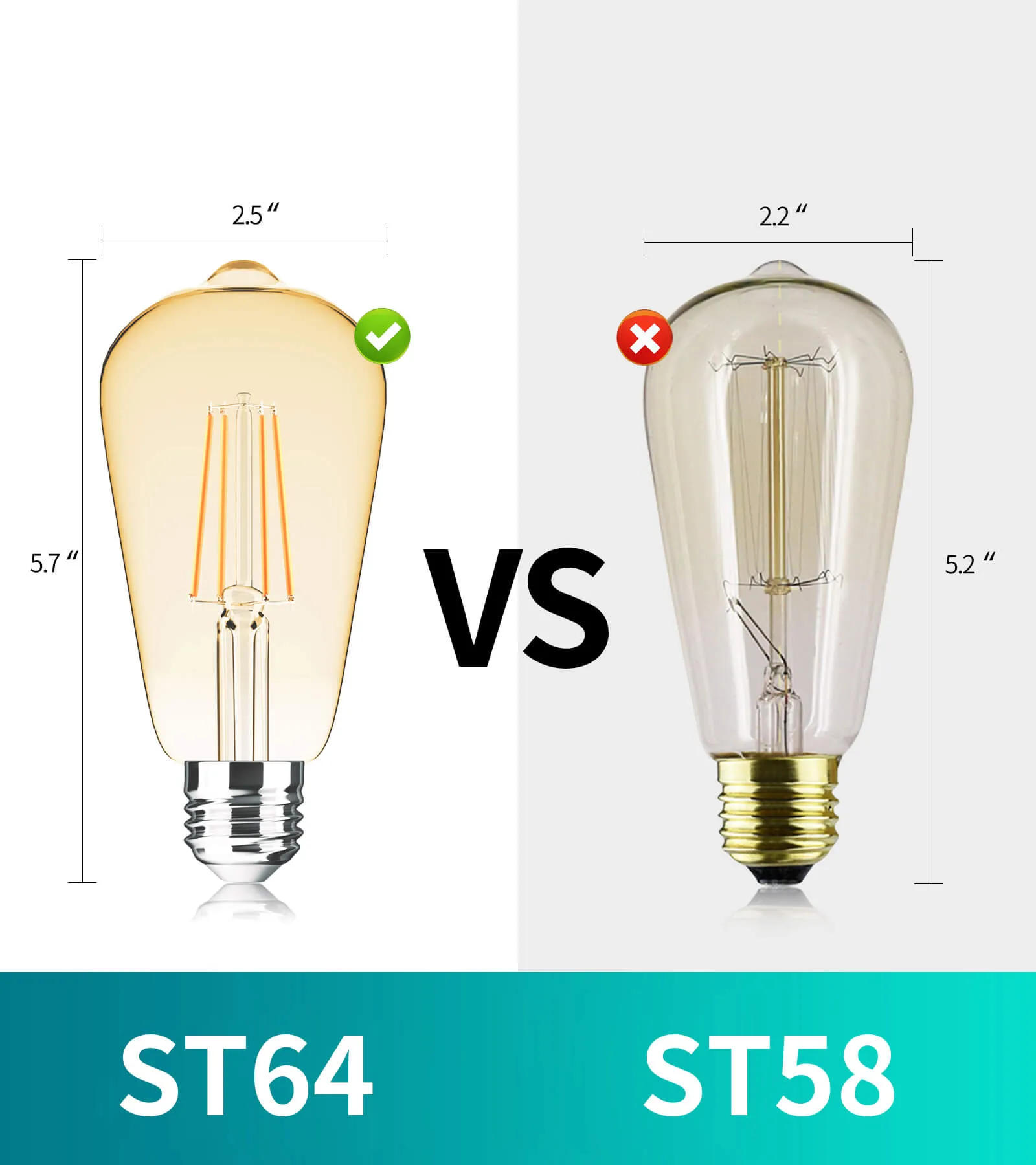 MEIXISUE Edison ST64 LED E26 Base Bulb 6 Packs