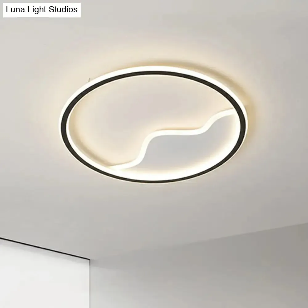 Minimalist Acrylic LED Ceiling Lighting Fixture for Bedroom - Mountain Mural Flush Mount