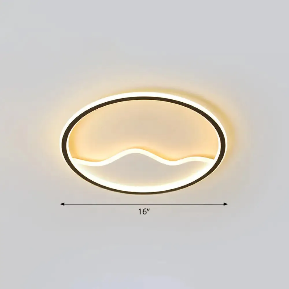 Minimalist Acrylic LED Ceiling Lighting Fixture for Bedroom - Mountain Mural Flush Mount