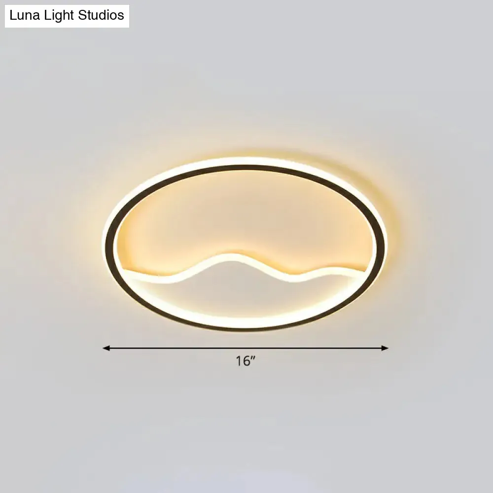 Minimalist Acrylic LED Ceiling Lighting Fixture for Bedroom - Mountain Mural Flush Mount