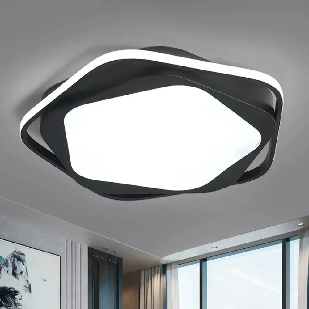 Minimalist Black LED Flush Mount Lighting for Bedroom