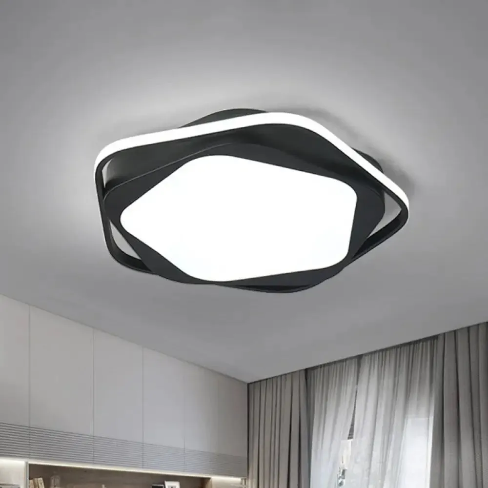 Minimalist Black LED Flush Mount Lighting for Bedroom