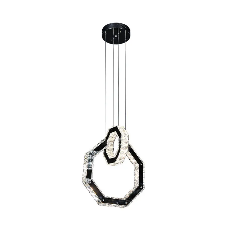 Minimalist LED Black Crystal Chandelier Pendant Light Fixture