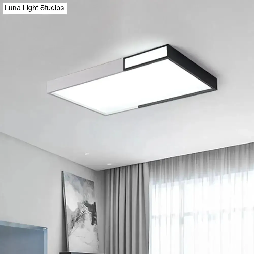 Minimalist LED Flush Light in Black-White Design with Multiple Shapes and Warm/White Light Options