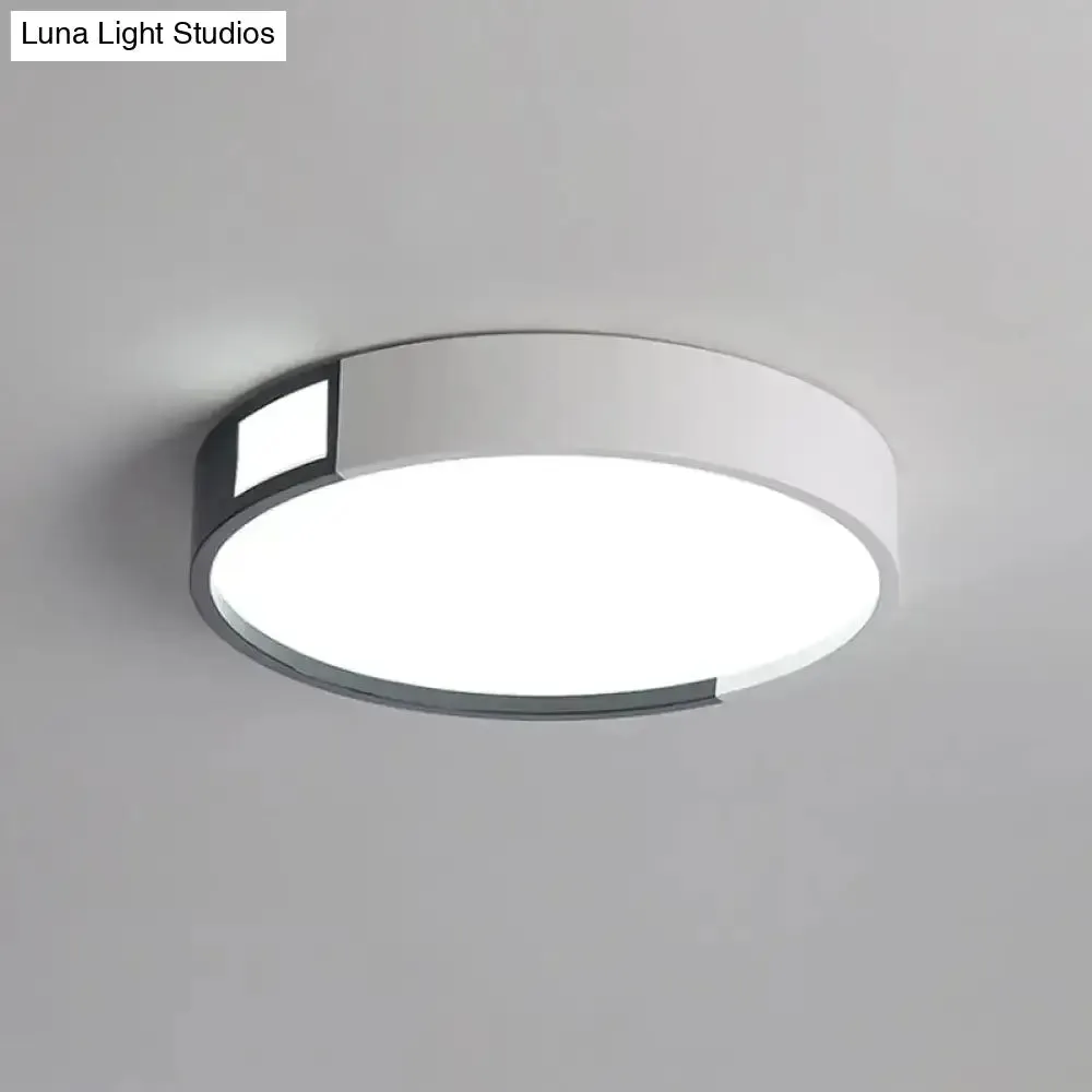 Minimalist LED Flush Light in Black-White Design with Multiple Shapes and Warm/White Light Options