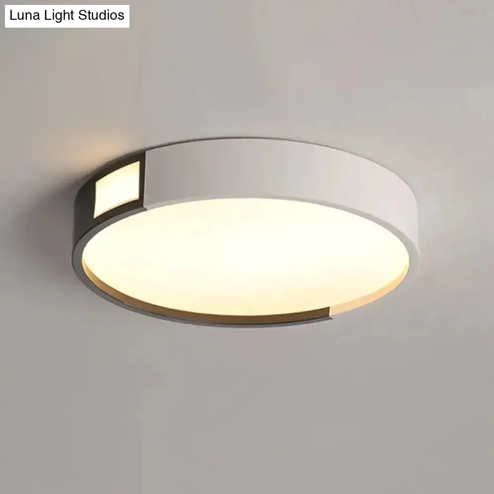 Minimalist LED Flush Light in Black-White Design with Multiple Shapes and Warm/White Light Options