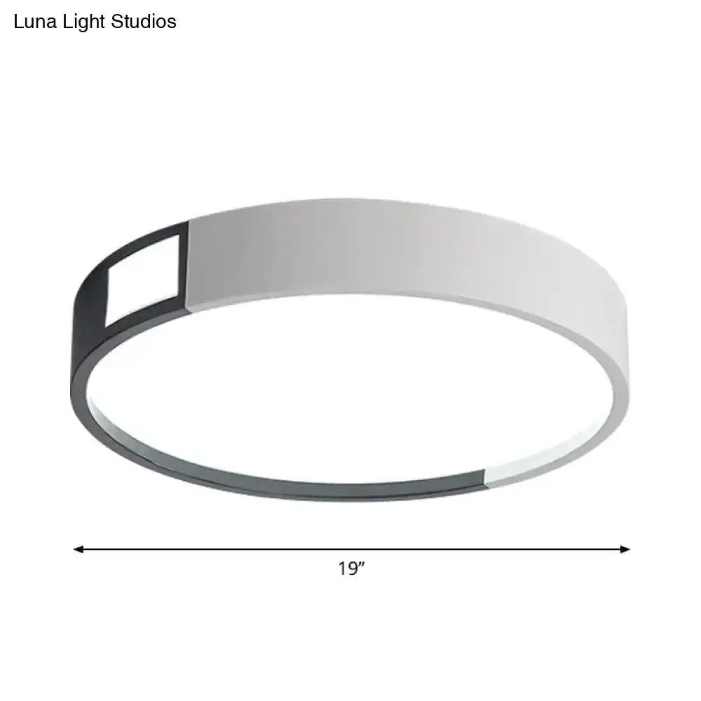 Minimalist LED Flush Light in Black-White Design with Multiple Shapes and Warm/White Light Options