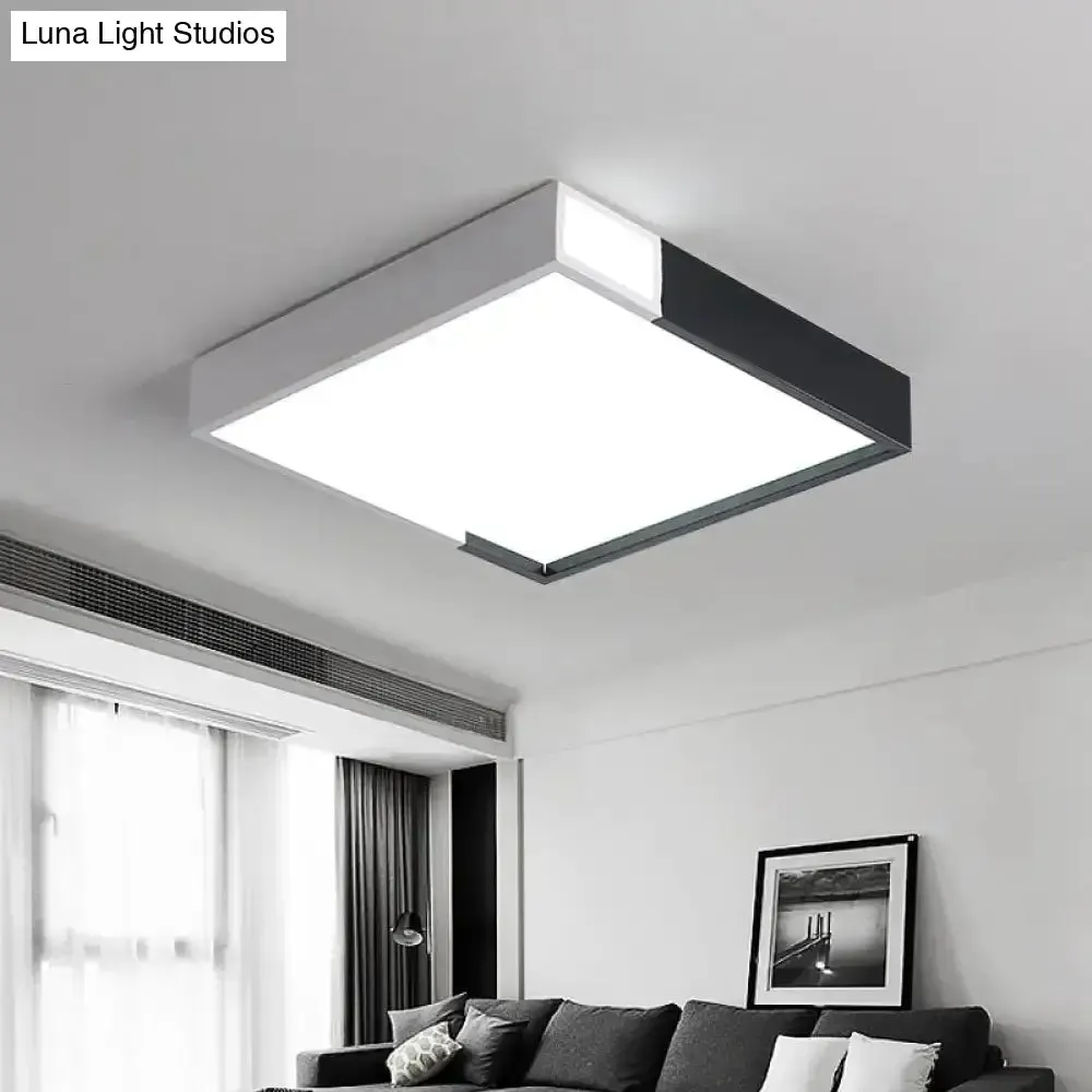 Minimalist LED Flush Light in Black-White Design with Multiple Shapes and Warm/White Light Options