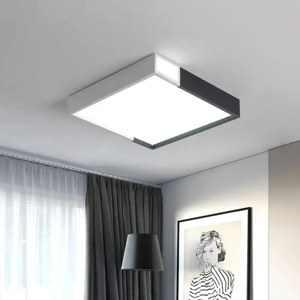 Minimalist LED Flush Light in Black-White Design with Multiple Shapes and Warm/White Light Options