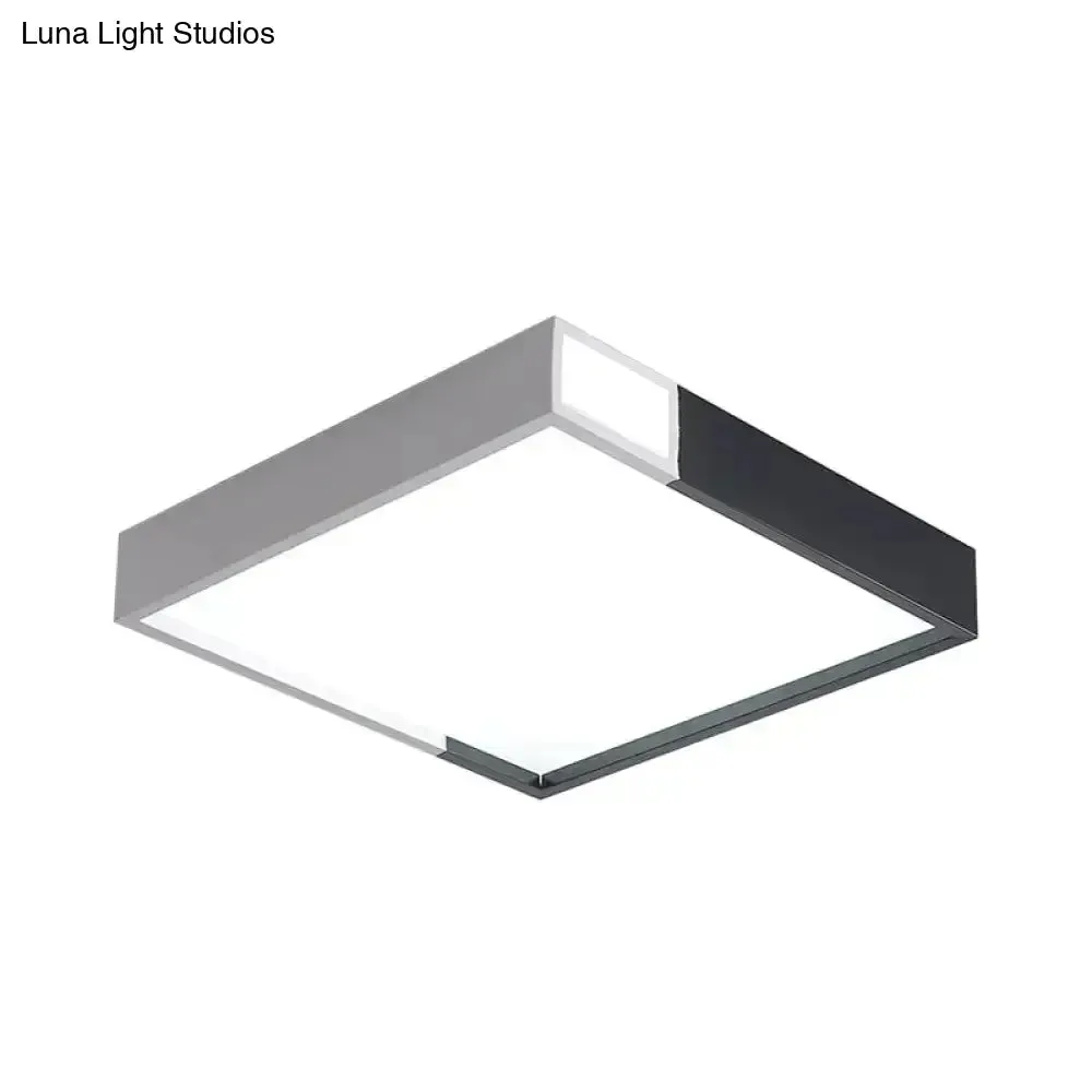 Minimalist LED Flush Light in Black-White Design with Multiple Shapes and Warm/White Light Options