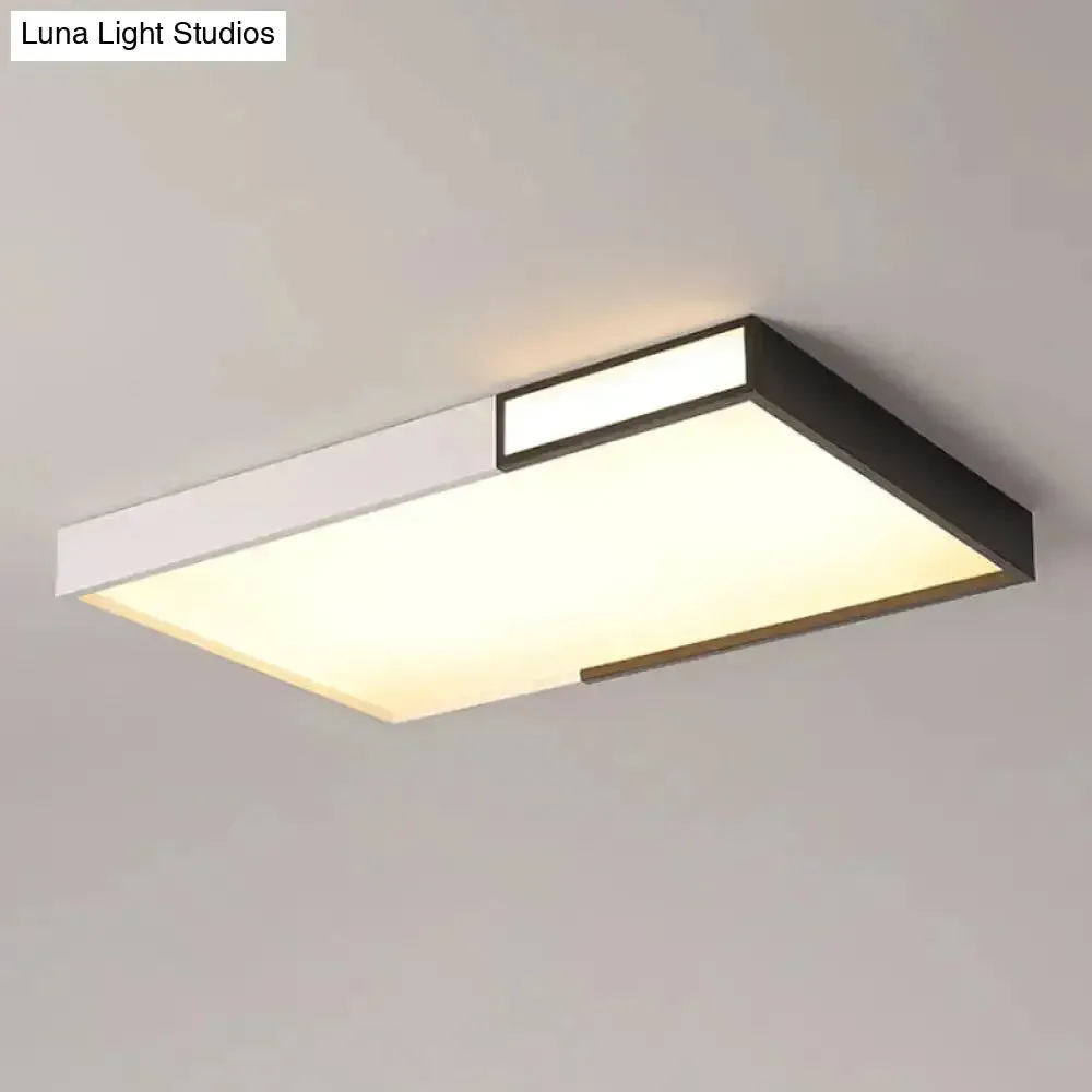 Minimalist LED Flush Light in Black-White Design with Multiple Shapes and Warm/White Light Options