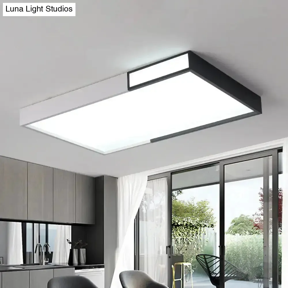 Minimalist LED Flush Light in Black-White Design with Multiple Shapes and Warm/White Light Options