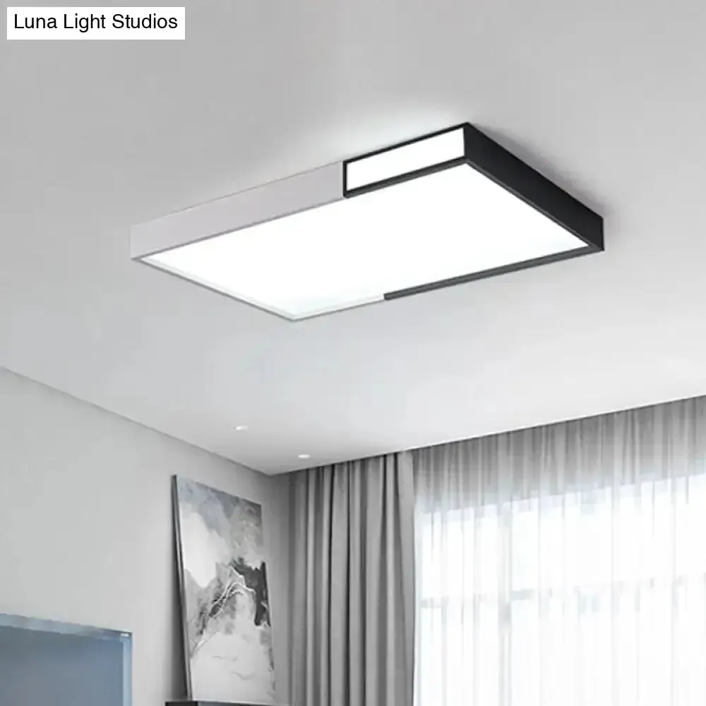 Minimalist LED Flush Light in Black-White Design with Multiple Shapes and Warm/White Light Options