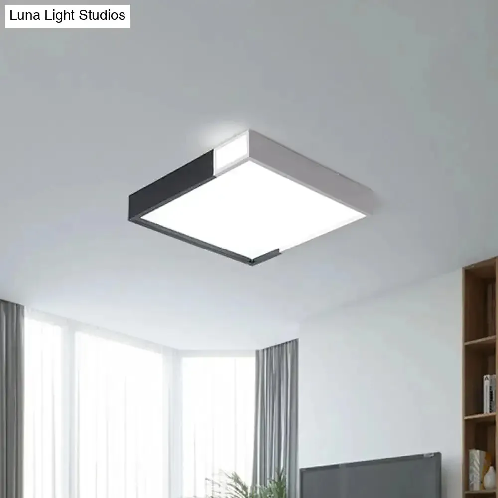 Minimalist LED Flush Light in Black-White Design with Multiple Shapes and Warm/White Light Options