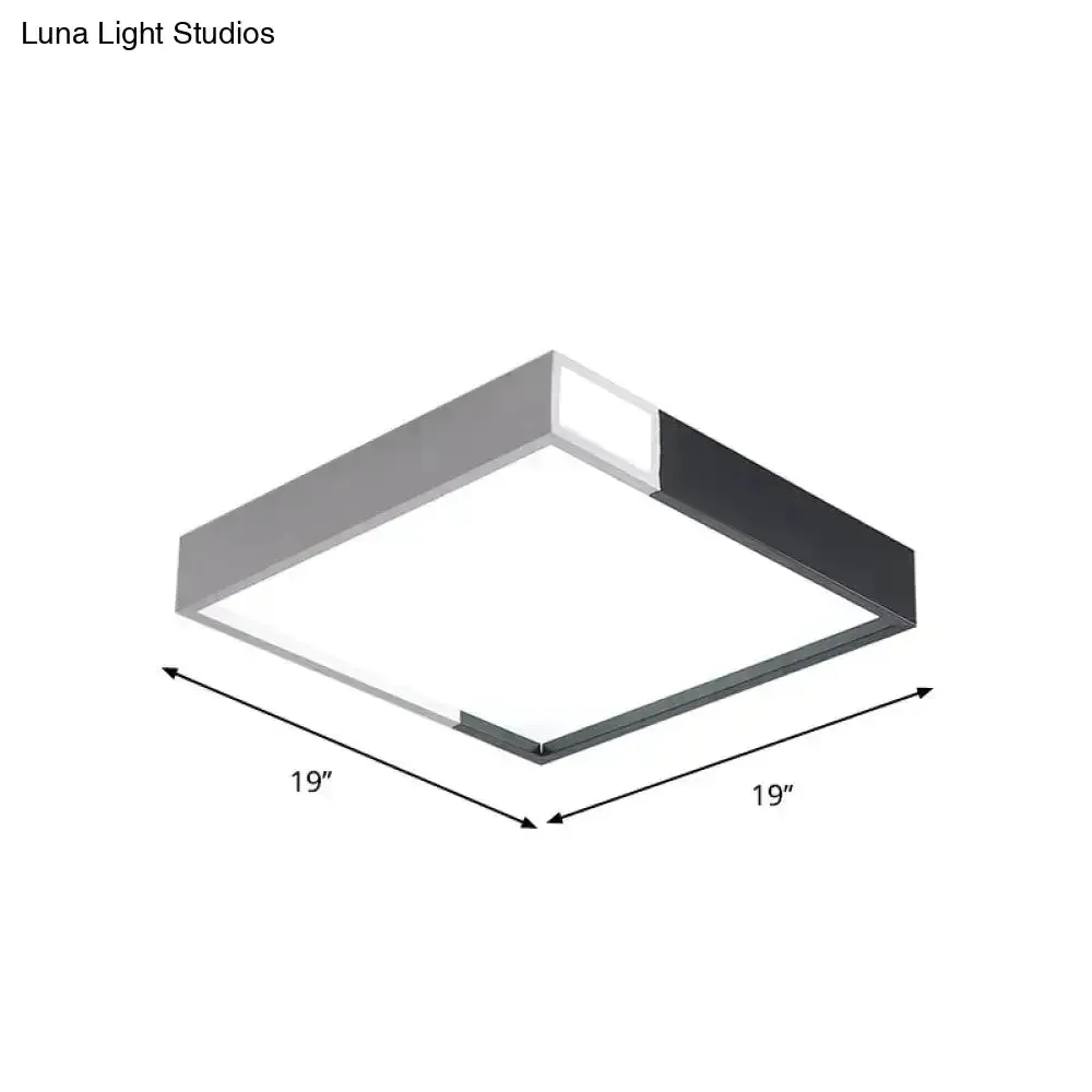 Minimalist LED Flush Light in Black-White Design with Multiple Shapes and Warm/White Light Options