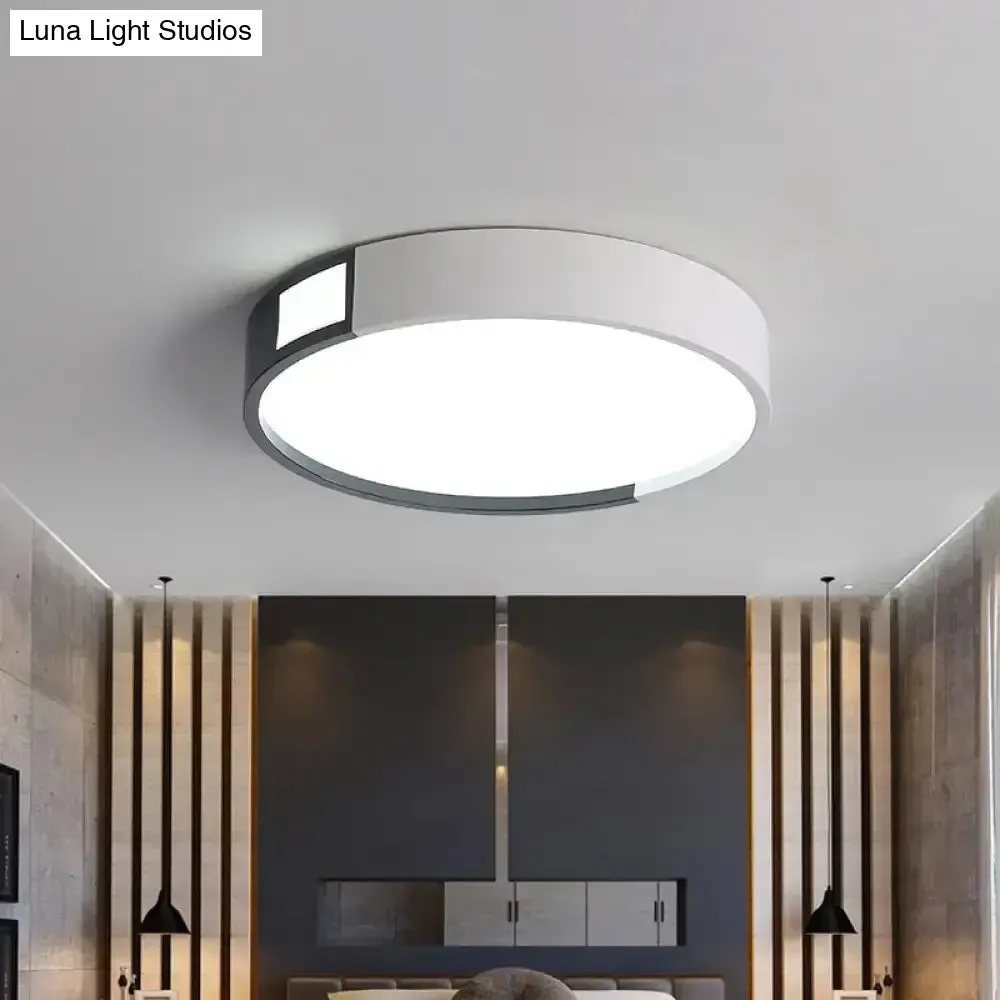 Minimalist LED Flush Light in Black-White Design with Multiple Shapes and Warm/White Light Options