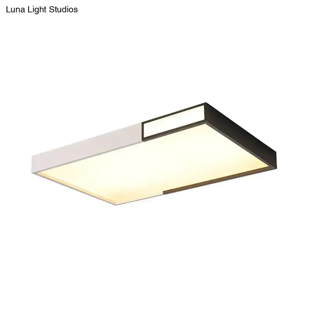 Minimalist LED Flush Light in Black-White Design with Multiple Shapes and Warm/White Light Options