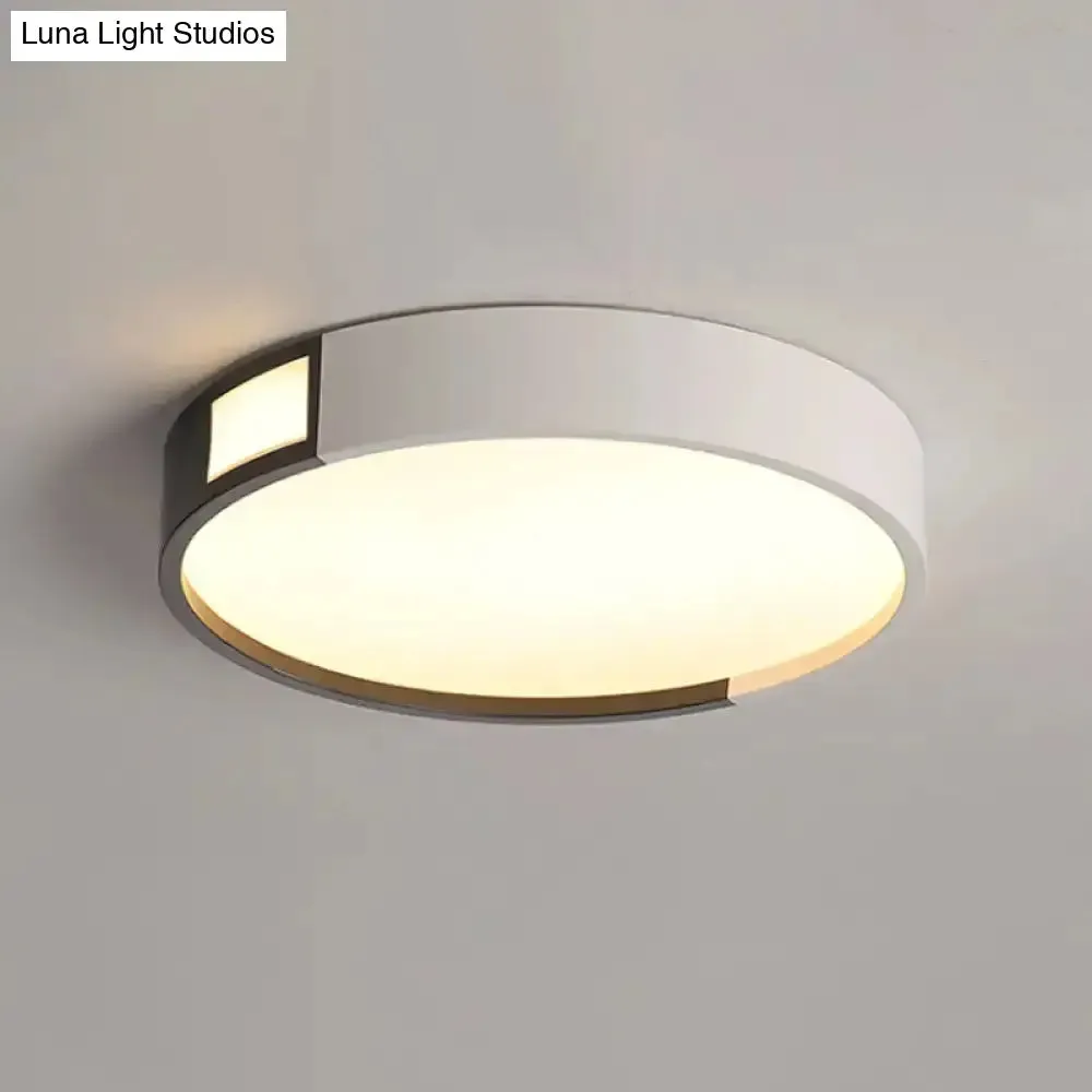 Minimalist LED Flush Light in Black-White Design with Multiple Shapes and Warm/White Light Options