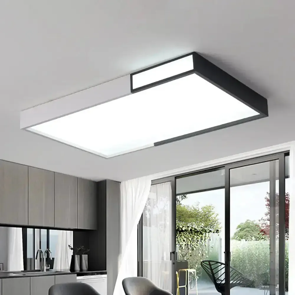 Minimalist LED Flush Light in Black-White Design with Multiple Shapes and Warm/White Light Options