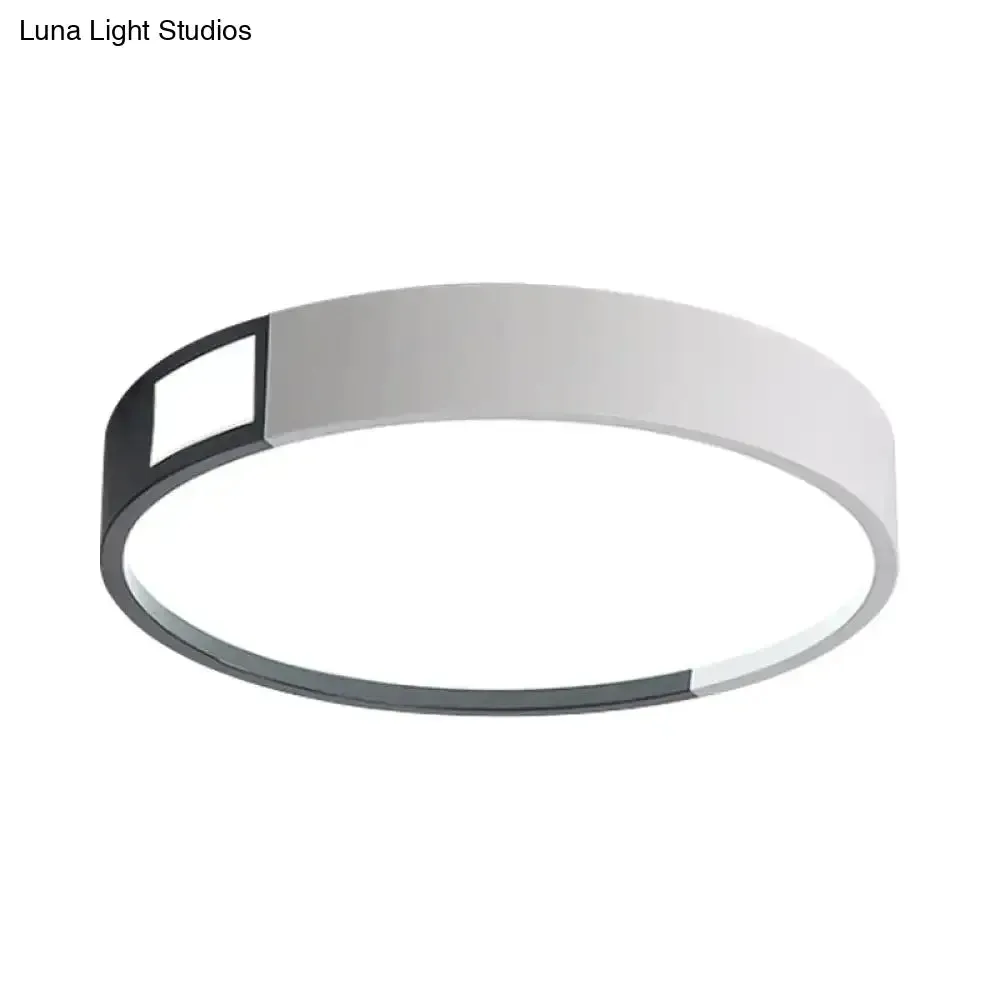 Minimalist LED Flush Light in Black-White Design with Multiple Shapes and Warm/White Light Options