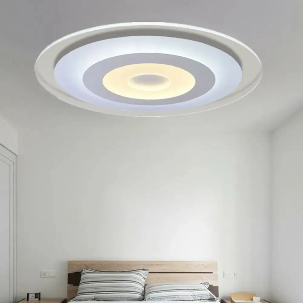 Minimalist White Acrylic LED Flush Mount Ceiling Light with Extra-Thin Round Design