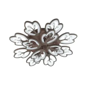 Modern Acrylic Floral Ceiling Mount Light Fixture - Coffee Finish, 12/15 Lights, Warm/White/3 Color Options, 37.5"/41" Wide