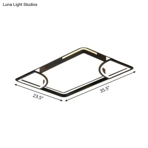 Modern Acrylic LED Flushmount Ceiling Light in Black with Cutout Design – Warm/White Lighting