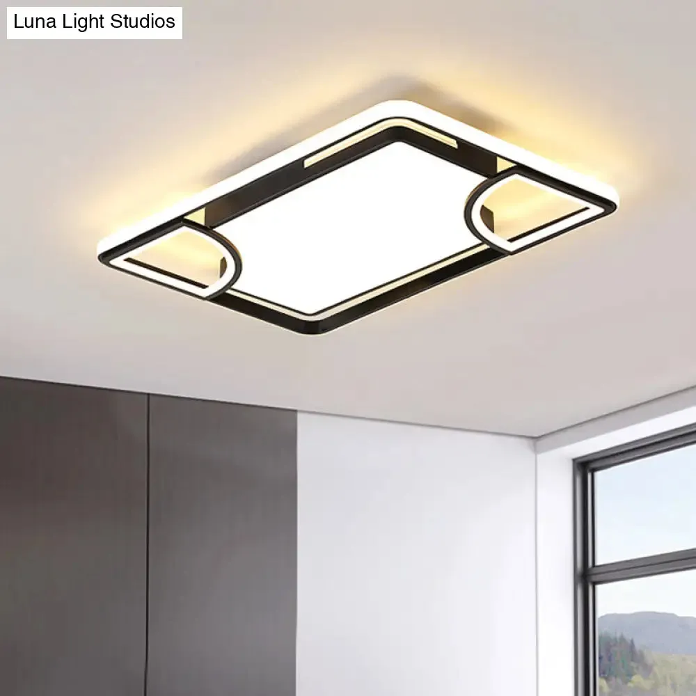 Modern Acrylic LED Flushmount Ceiling Light in Black with Cutout Design – Warm/White Lighting