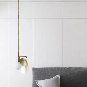 Modern Brass 1-Head Drop Pendant Light Fixture for Bedroom - Metal Bare Bulb Hanging Design