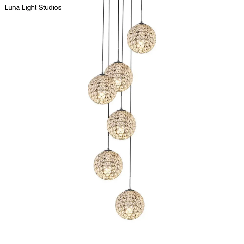 Modern Chrome Pendant Light with Crystal Embellishments and Multiple Bulbs