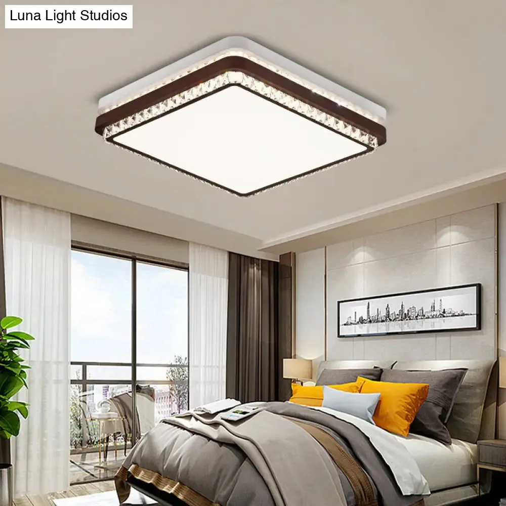 Modern Coffee LED Ceiling Light Fixture for Living Room - Dimmable, Remote Control, Multiple Shapes & Colors