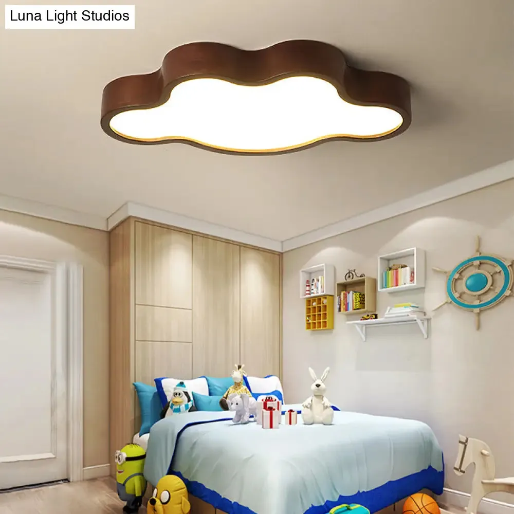 Modern Dark Brown Cloud Ceiling Lamp with LED Acrylic Flush Mount Lighting - 19.5"/25" Width - Warm/White/3 Color Light Options