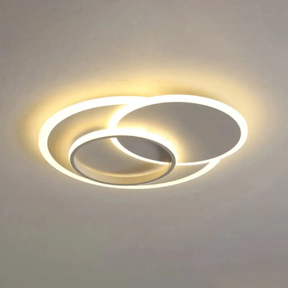 Modern Flush Mount LED Ceiling Lamp for Bedrooms - 19"/23" Wide, Stepless Dimming, Remote Control - White Light, Warm Ambiance