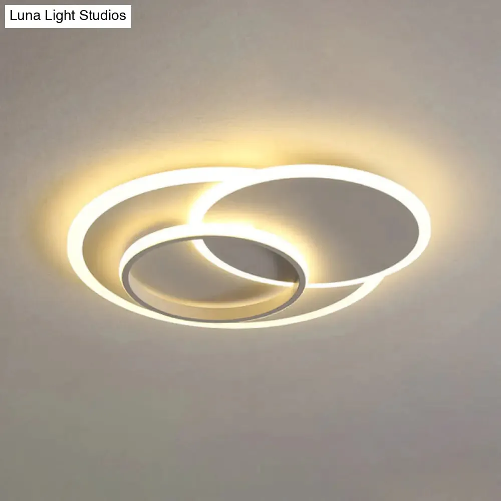 Modern Flush Mount LED Ceiling Lamp for Bedrooms - 19"/23" Wide, Stepless Dimming, Remote Control - White Light, Warm Ambiance