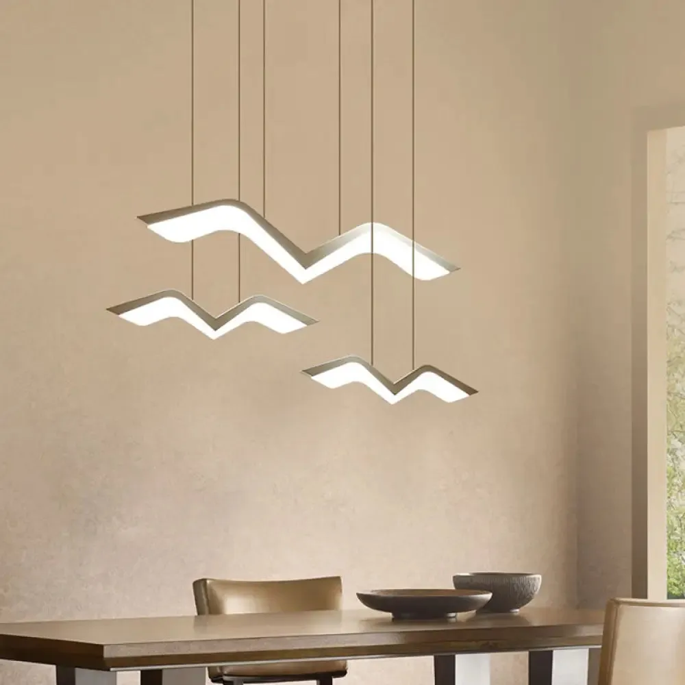 Modern Gull Shaped Hanging Light - Acrylic LED Pendant - Warm/White Light - 2/3/5 Heads