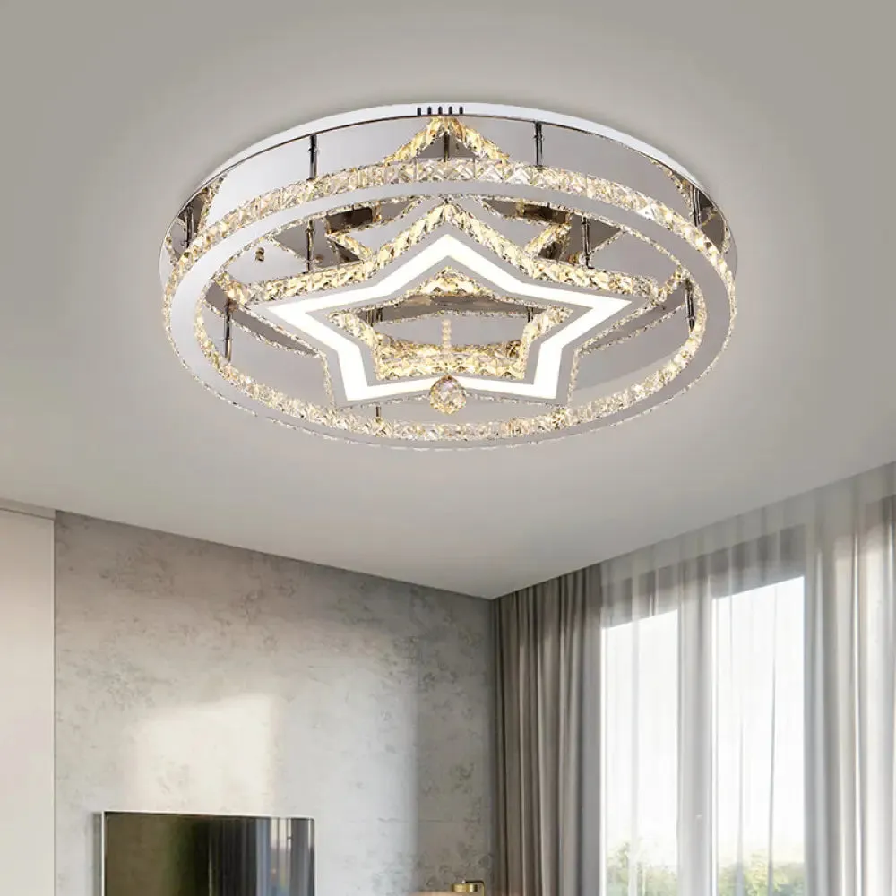 Modern LED Crystal Flush Mount Ceiling Light for Dining Room