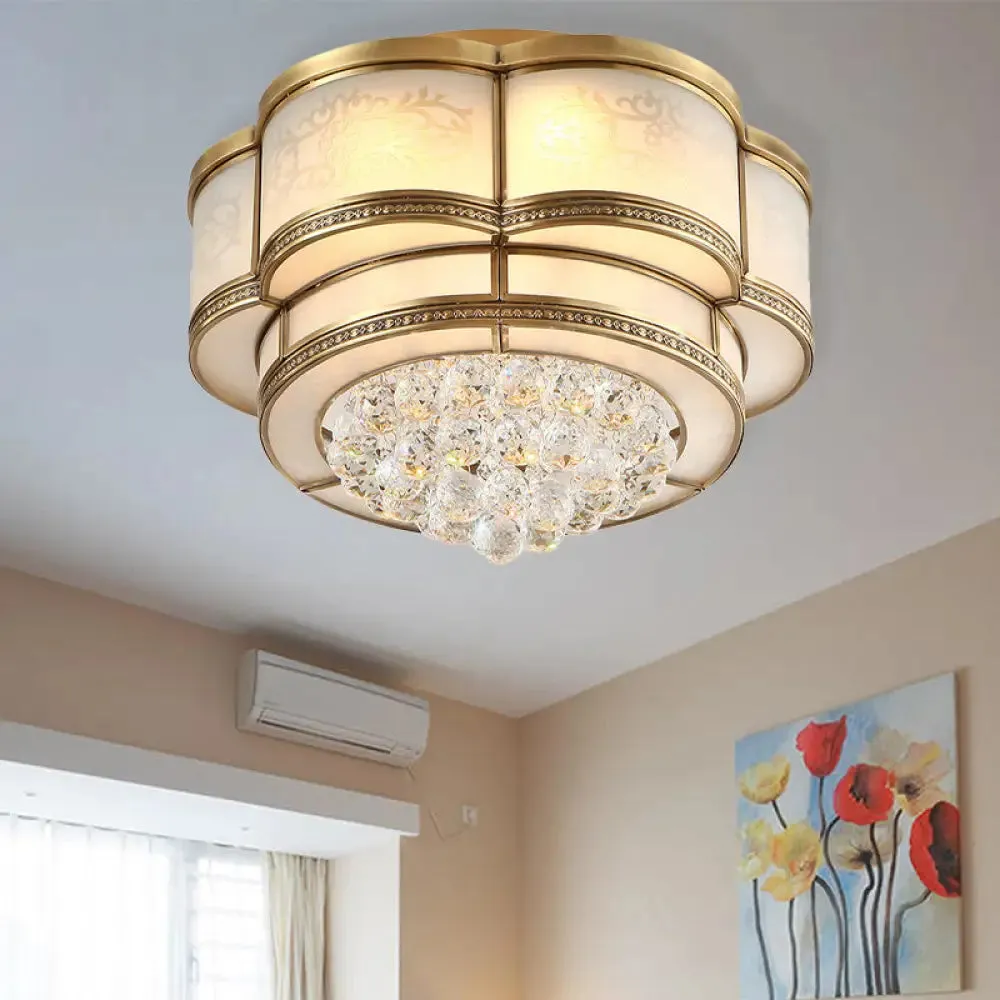 Modern LED Flush Mount Ceiling Light with Clear Crystal Flushmount Lamp for Living Room - Warm Light