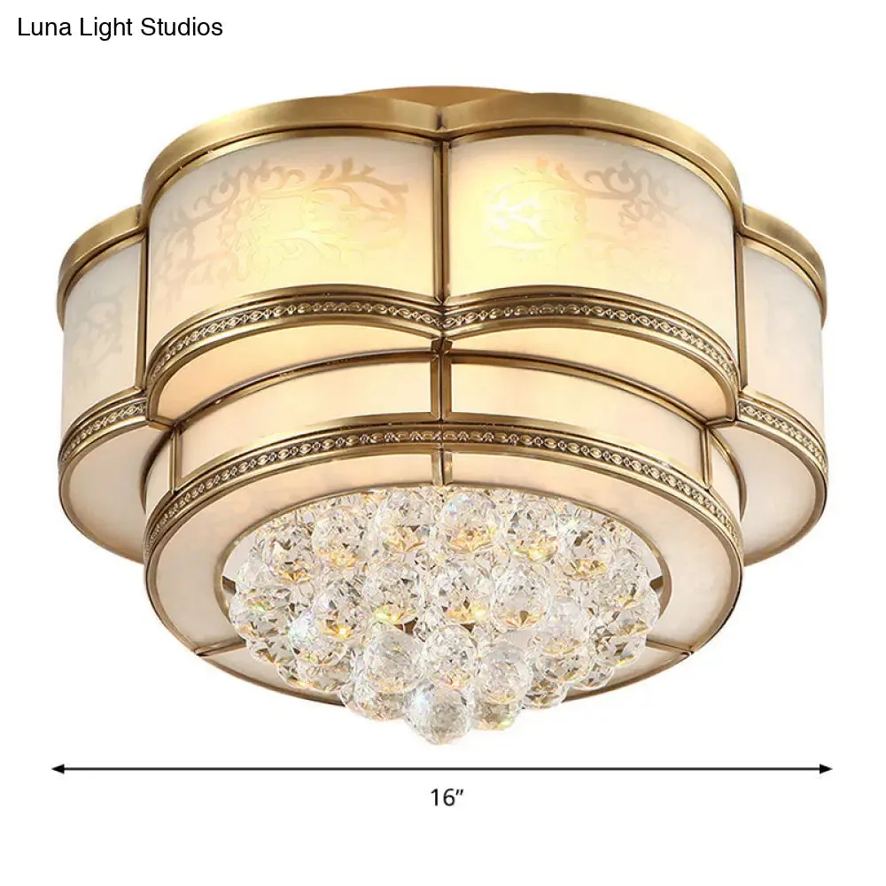 Modern LED Flush Mount Ceiling Light with Clear Crystal Flushmount Lamp for Living Room - Warm Light