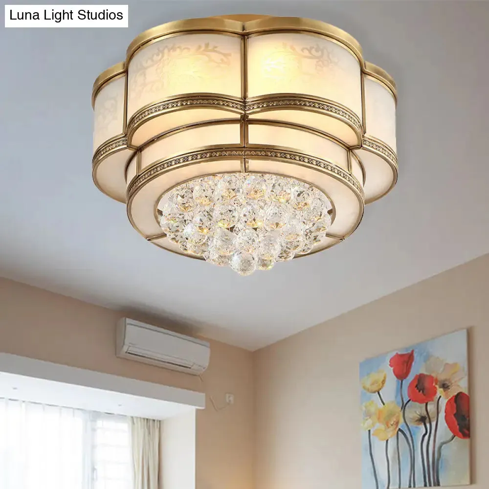 Modern LED Flush Mount Ceiling Light with Clear Crystal Flushmount Lamp for Living Room - Warm Light