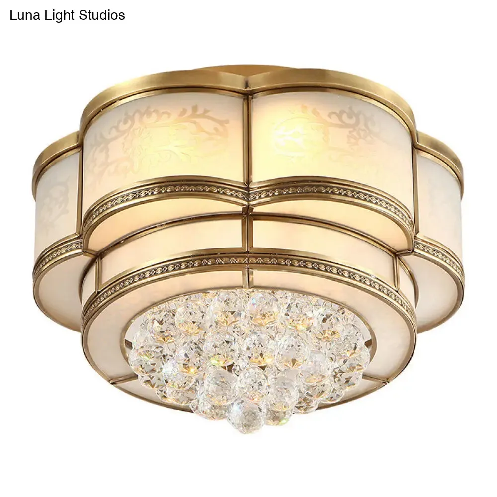 Modern LED Flush Mount Ceiling Light with Clear Crystal Flushmount Lamp for Living Room - Warm Light