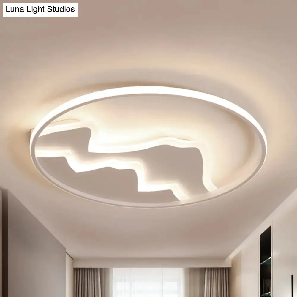 Modern LED Flushmount Ceiling Light in White - Acrylic Mountain Design for Living Room or Hallway