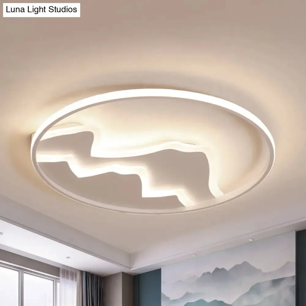 Modern LED Flushmount Ceiling Light in White - Acrylic Mountain Design for Living Room or Hallway