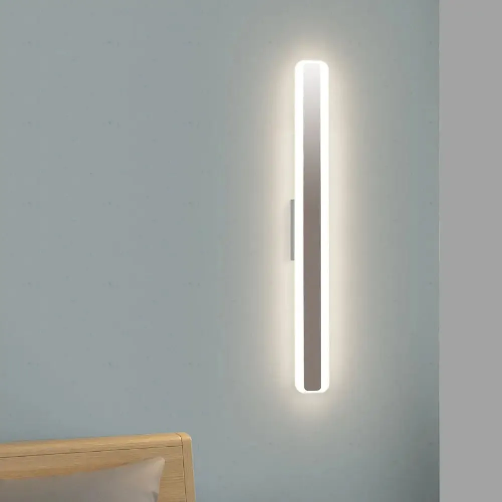 Modern LED Vanity Light - 16"/20" Wide, Acrylic Shade, White Rectangular Mirror Lamp - Warm/White Light