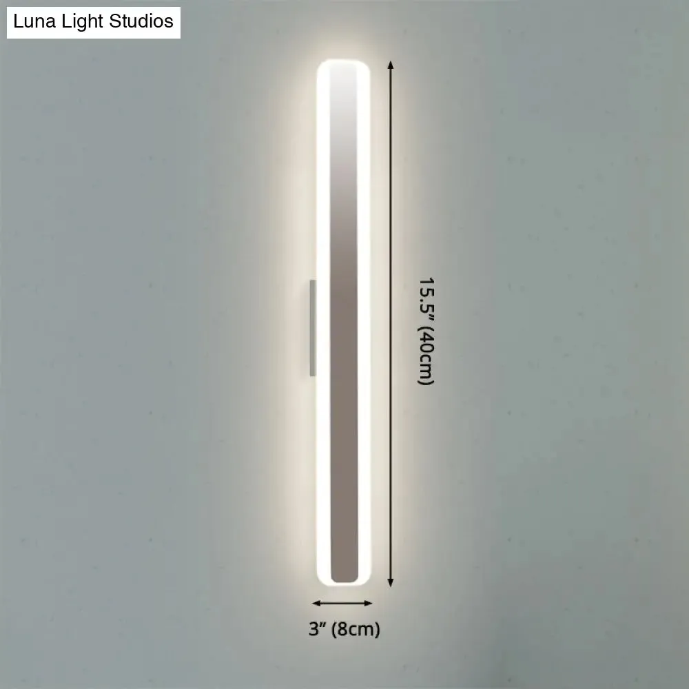 Modern LED Vanity Light - 16"/20" Wide, Acrylic Shade, White Rectangular Mirror Lamp - Warm/White Light