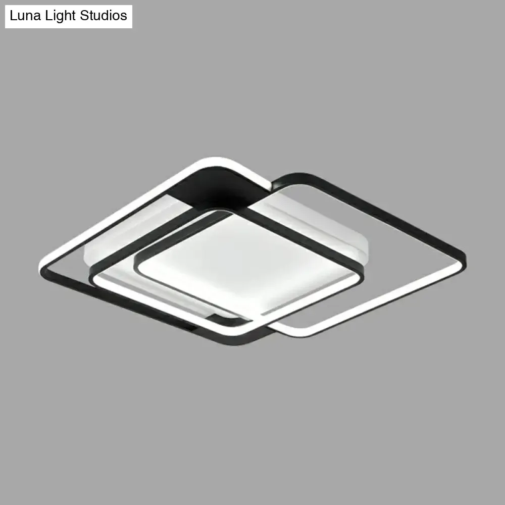 Modern Metal Black LED Square Flush Mount for Bedrooms