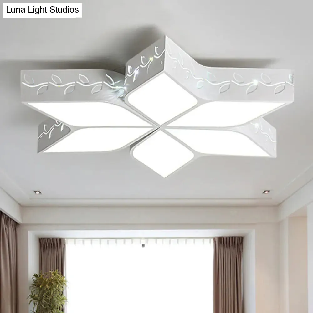 Modern Metal LED Flush Ceiling Light in White Finish for Nursing Rooms