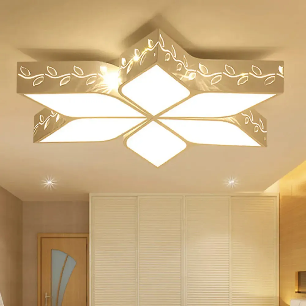 Modern Metal LED Flush Ceiling Light in White Finish for Nursing Rooms